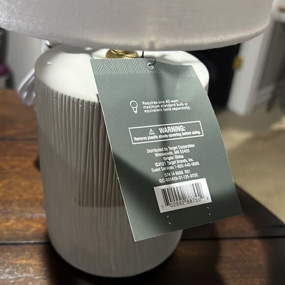 Lot 2 Threshold Grey Wood Grain Table Lamps 13 inch Modern Lighting - Picture 4 of 5